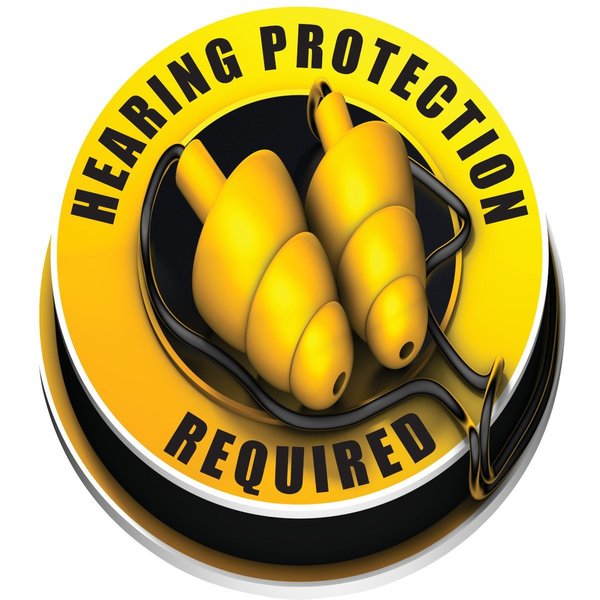 Brady Hearing Protection Required Floor Sign Anti-skid Laminated Vinyl 17in Dia BK/YL 150166